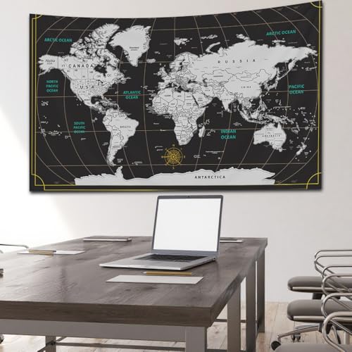 CAPSCEOLL World Map Tapestry for Kids Student Wall Tapestry World Geographical Distribution Tapestries for Men 80X60 Inches Tapestries for Bedroom Living Wall Art
