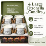 Citronella Candles Outdoor, 50oz Citronella Candle for Patio, Garden, Yard, Balcony Backyard & Camping,Total 300Hours Burning Large Summer Outdoor Candles 4 Pack