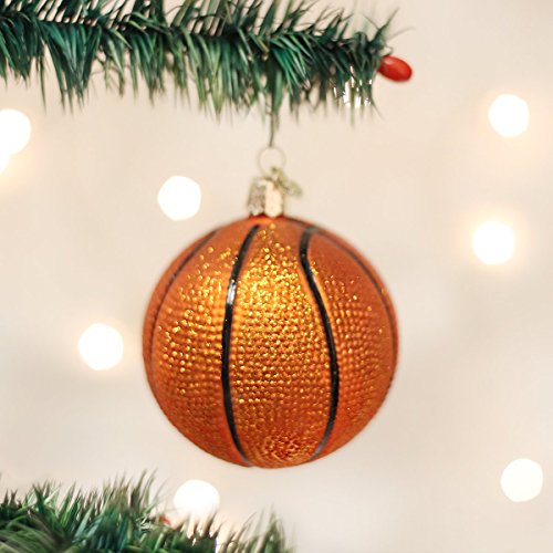 Old World Christmas Basketball Glass Blown Ornament for Christmas Tree, Handcrafted Holiday Decoration, Sport Collection