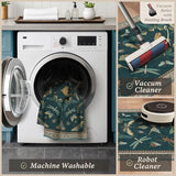 Vintage Insect Kitchen Rug Set of 3, Teal Washable Non-Slip Mats
