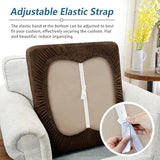 Couch Cushion Cover Leather-Look 1PC Stretch Chair Seat Slipcover for Living Room Individual Armchair Seat Cushion Cover, Pet-Friendly, Non-Slip, Easy Fit - Brown