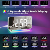 Projection Clock, 7.4" LED Mirror Digital Alarm Clocks, with RGB Night Light, 180° Rotatable Projector,USB C Charger Port, Auto Dimmer, Modern Desk Clock for Teens Girl Adults Bedroom - White