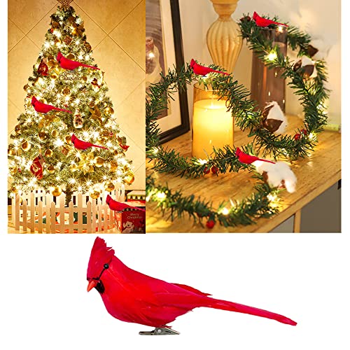 12 PCS Red Cardinals Ornaments Birds Christmas Cardinal Birds Clip for Christmas Tree Ornament Decorations, Arts and Crafts, Clip-On Style