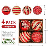 Alupssuc 6''/150mm Large Christmas Ball Ornaments, 4Pcs Christmas Tree Decor, Shatterproof Hanging Decorations with Hooks, Red & Gold Baubles for Xmas Tree, Wedding, Holiday and Party Decor