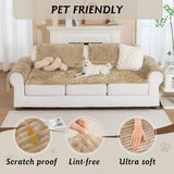 PuTian 100% Waterproof Fuzzy Couch Cover for Dogs Washable Non-Slip Couch Protector Pet Friendly Dog Mat for Couches and Sofas - 27.6''X27.6'' 70cmX70cm Khaki