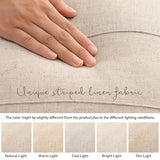 Decorative Linen Throw Pillow Covers 18x18 Set of 2 Solid handcrafted Striped Cushion Covers for Bed Soft Modern Farmhouse Neutral Pillowcase for Couch Bedroom Living Room Home Decor(Natural Beige)