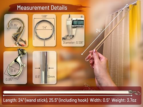 24 inch (4 Pack) All Clear Acrylic Curtain Pull Wand - Clear Curtain Wand - Invisible Drapery Wand - Drapery Pull Rod (24 Inch)
