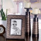 Creative Scents Dublin Brown Pillar Candle Holder Set of 2 - Home Decor Aesthetic, Coffee Table Decor Mantel Centerpieces Table Decorations, Living Room Decor or Dining Tabletop Decor -Gift Packaged-