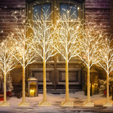 Aurelema 6 Pcs Lighted Birch Tree 8 Modes Christmas Artificial LED Lights Birch Tree for Indoor and Outdoor Home Decor Thanksgiving Christmas Holiday Decoration (4ft 5ft 6ft,Warm White)