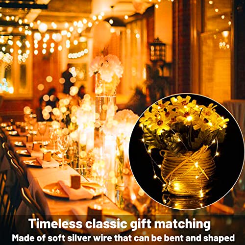 16 Pack 30 Led Fairy Lights Battery Operated String Lights 10 Feet Waterproof Twinkle Lights Mason Jar Lights Silver Wire Firefly Lights for Christmas Party Wedding Patio Warm White