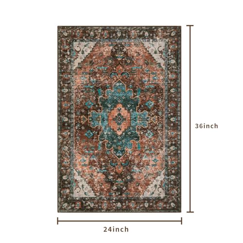 Ciicool Washable 2x3 Entry Rug, Small Rugs for Entryway Kitchen Bathroom Door Mat Indoor Entrance, Non Slip Rubber Backing, Stain & Fade Resistant,Oriental Low-Pile Throw Carpet