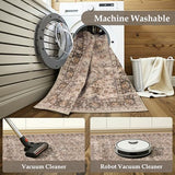 4x8 Hallway Runner Rugs, Washable Non-Slip Vintage Rugs Brown