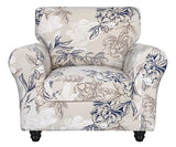 SearchI Stretch Sofa Cover Printed Couch Covers, Floral Pattern 2 Piece Armchair Slipcover with Separate Chair Cushion Cover, Washable Furniture Protector for Living Room(Armchair, Flower Shadow)