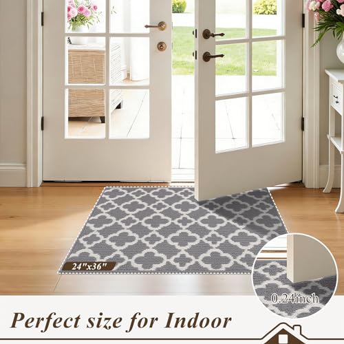 Runner Rug for Hallway 2×8feet Non Slip Kitchen Runners, Grey