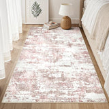 3x5 Runner Rug, Abstract Washable Hallway Rugs, Pink