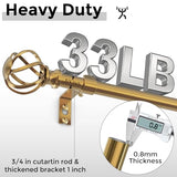 VOIIY Gold Curtain Rod 36-88 Inch, Brushed Brass Decorative Curtain Rods for Windows with Twisted Cage Finials, 3/4" Adjustable Heavy Duty Window Treatment Rods for Living Room, Bedroom, Kitchen