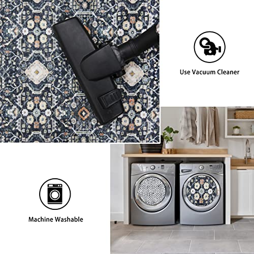 Washable 2x6 Hallway Runner Rug: Ultra Soft Runners for Entrance Kitchen Low Pile Foldable Carpet with Non-Slip Backing for Living Room Bedroom Bathroom Thin Carpet for Laundry Dining Room(Black,2x6)