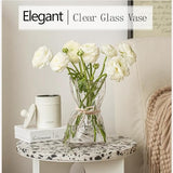 FOWSEEK 6 Inch Small Glass Flower Vase, Irregular Clear Flower Vases for Centerpiece Table Indoor Desk Decor, Modern Art Decorative Vase for Home Office Wedding Bookshelf Housewarming Gift