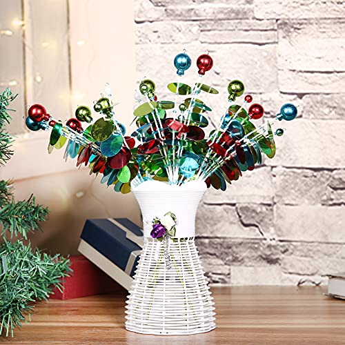 6PC Set 12" H Happy Colour Christmas Ornaments Sequins Ball Pick, Christmas Tree Decorations Christmas Tree Topper Star Home Office Perfect Party Decorations Gifts