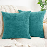 HWY 50 Throw Pillow Cover 20x20 Inch Soft Chenille Teal Pack of 2