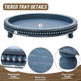 Handmade 12 Inch Decorative Tray, Small Beaded Tray Coffee Table Decor, Blue Decorative Display Risers for Coffee Table, Dining Room Entryway and Living Room