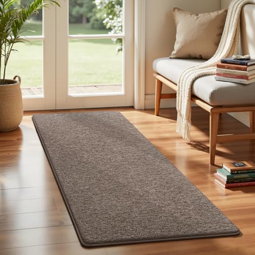 Modern Hallway Runner Rug, 2x4 Brown Washable Non Slip Runner Rug