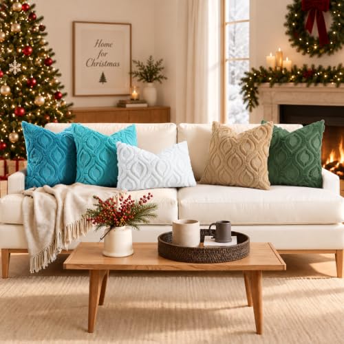 decorUhome Faux Fur Plush Forest Elf Throw Pillow Covers 20x20 Set of 2