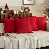 MIULEE Soft Corduroy Decorative Throw Pillow Covers Christmas Red 18x18