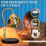 Candle Warmer Lamp - Electric Candle Lamps Timer Dimmer, Sunflower Tiffany Style Stained Glass Candle Warming Lamp Compatible with Jar Candles Valentine Birthday Gifts for Mom Friend Wax Melt Warmer
