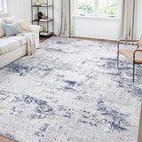 6x9 Area Rugs for Living Room Large Washable Abstract Rug Night Blue/Grey