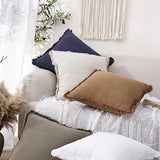 Foindtower Decorative Linen Fringe Throw Pillow Covers 26×26 Khaki Brown
