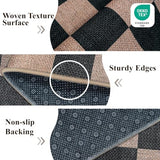 Easy Jute 2x5 Runner Rug: Non Slip Checkered Machine Washable Entryway Mats