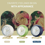 FLOITTUY Silent Table Analog Alarm Clock No Ticking, Lighted on Demand and Battery Operated, Beep Sounds, Small Desk Clock(Navy Blue)