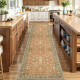Tangsoo Washable Runner Rug for Hallway Non Slip,Boho 2.6x12 Terracotta Rug