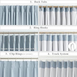 WEST LAKE 90 Inches Length Dusty Blue Pinch Pleated 100 Blackout Curtain Panels with Liners,Linen Textured Drapes for Bedroom Living Room,Energy Efficient Backtab Hooks Window Treatment,40" Wx90 Lx2