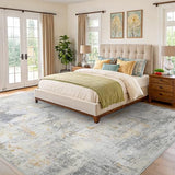 AMADA Washable 9'x12' Abstract Area Rug for Living Room Beige