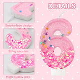 Pink Sequin Birthday Candles, Cake Number Candles, Girls 0th Birthday Decorations, Suitable for Birthday Parties, Anniversary Party Decorations(6)