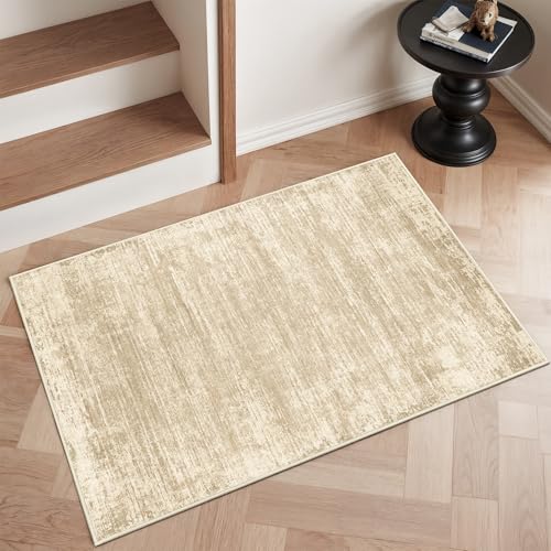 Washable 2x3 Area Rugs, Door Mat Abstract Rugs for Entrance Brown