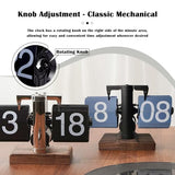 VBESTLIFE Retro Digital Flip Down Clock, Battery Powered Internal Gear Operated Clock, Classic Mechanical, Black Walnut Base, for Home & Office Decor(Black)