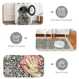 Small Washable Runner Rugs for Entryway: Kitchen Mats Vintage Throw Carpet 2x4 Black Beige - Non-Slip Stain and Water Resistant Soft Low-Pile Thin Rug for Hallway Bathroom Bedroom