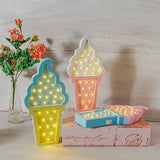 Ice Cream Valentine Romance Atmosphere Light, Party Wedding Birthday Party Decoration Kids' Room Battery Operated LED Night Lights (Blue and Yellow)
