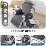 TAOCOCO 100% Waterproof Recliner Chair Covers, Non Slip Recliner Covers that Stay in Place, One-Piece Washable Reclining Chair Cover with Elastic Straps, Black Grey, Fits 22" Seat Width