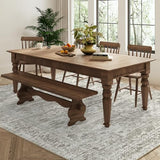 5x7 Beige Brown Washable Area Rug for Living Room, Vintage Print