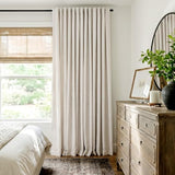 INOVADAY Thermal Sliding Door Curtains 100% Blackout Curtains for Bedroom, Sliding Glass Door Drapes Extra Wide for Patio Linen Textured Farmhouse Window Treatment, Beige, 1 Panel, W100xL84