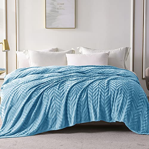 Whale Flotilla Soft Flannel Fleece Bed Blanket Twin Size, Stone Blue