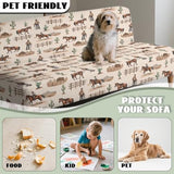 Cowboy Horse Armless Futon Cover Elastic Couch Cushion Cover Removable Futon Sofa Bed Slipcover Adjustable Furniture Protector for Home Living Room Decorations