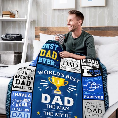 Dads Fathers Day Birthday Gifts Ideas - Dads Gifts from Daughter Son - Christmas Valentines Day Birthday Presents for Dad - Presents for Father Who Wants Nothing - Best Dad Ever Blanket 50"x60"