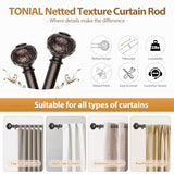 TONIAL Bronze Curtain Rod 32 to 86 Inches, 7/8 Adjustable Curtain Rods for Windows 20 to 82 Inches, Splicing Drapery Rods Heavy duty with Netted Texture Finials