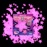 100PK Pink Glow in The Dark Stars for Ceiling Easter Basket Stuffers for Kids - Star Brite Plastic Glow Stars with Moon & Putty Ages 4,5,6,7,8,9,10,11,12 for Bedroom Space Night Light Room Non-Toxic