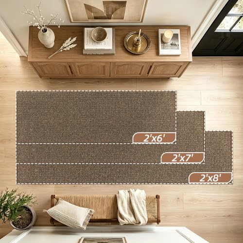 BEQHAUSE Hallway Runner Rugs 2x6, Hallway Rug Non-Slip Washable, Brown